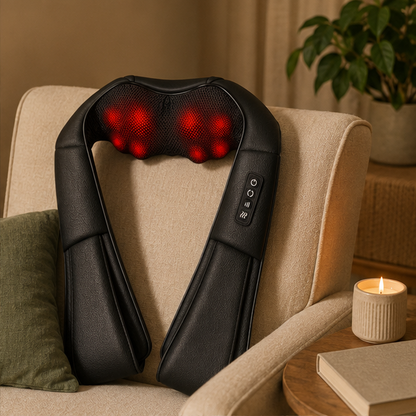 Masseur cervical chauffant noir Soalys - soulagement tensions nuque épaules