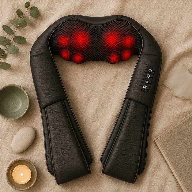 Masseur shiatsu chauffant Soalys noir - pétrissage profond